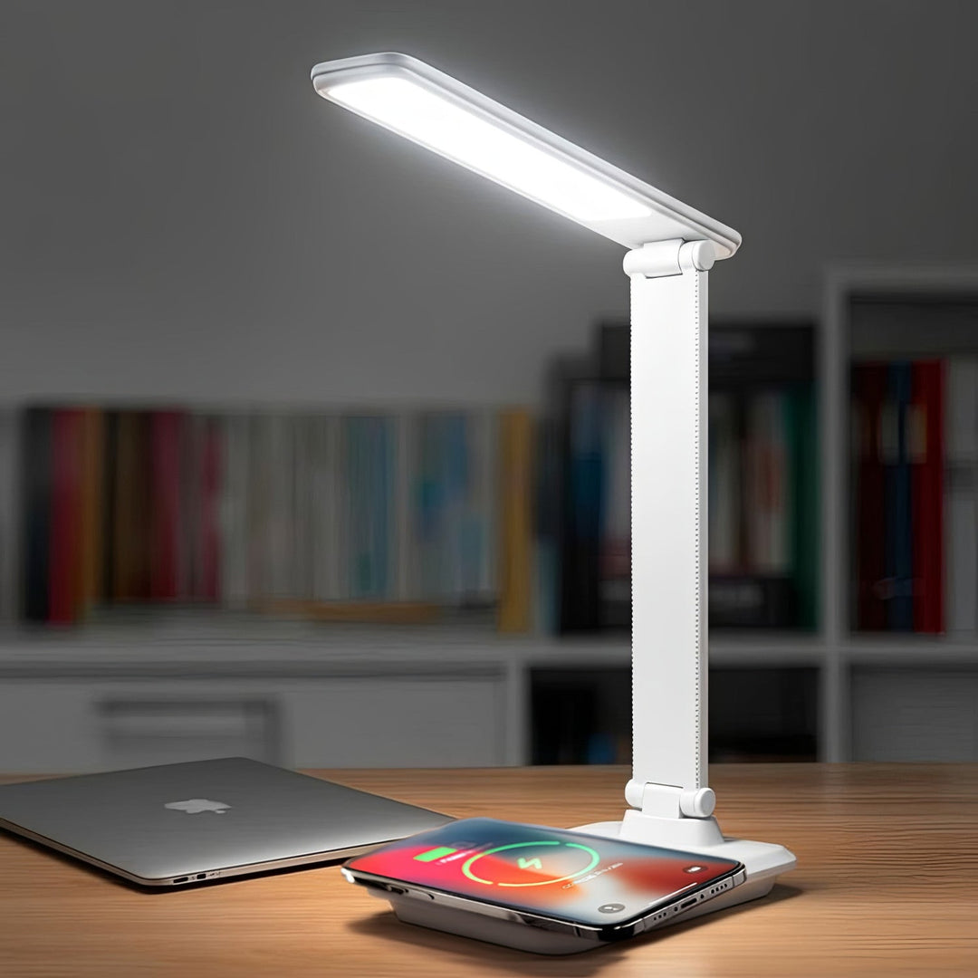 LED настолна лампа Maclean, макс. 9 W, 220–240 V AC, променящ се цвят, регулируема яркост, безжично зарядно устройство, 450 lm, MCE616 W
