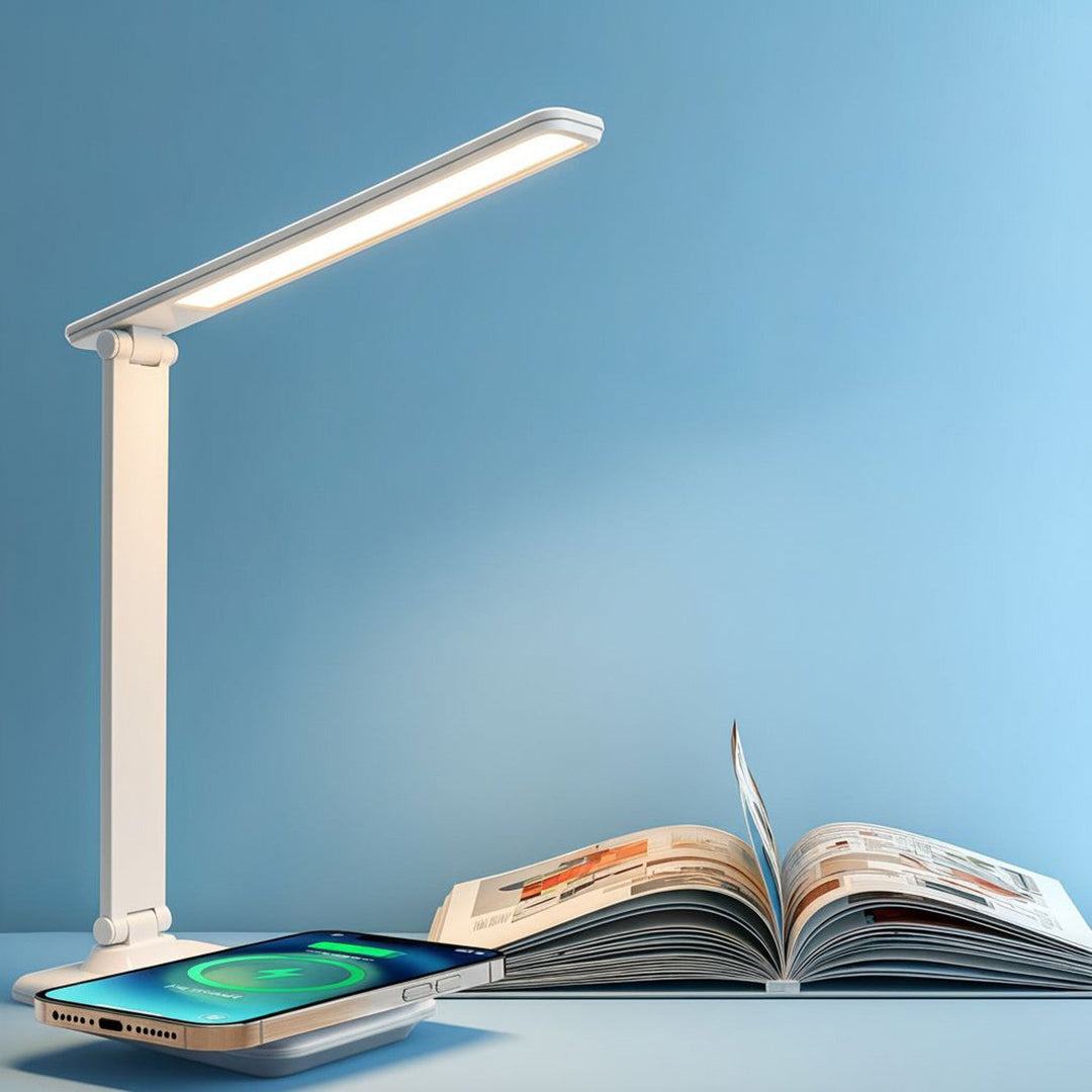 LED настолна лампа Maclean, макс. 9 W, 220–240 V AC, променящ се цвят, регулируема яркост, безжично зарядно устройство, 450 lm, MCE616 W