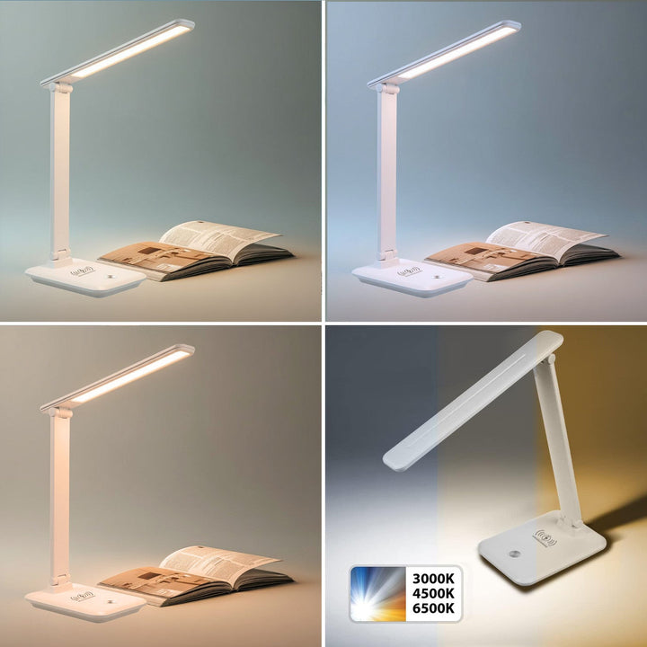 LED настолна лампа Maclean, макс. 9 W, 220–240 V AC, променящ се цвят, регулируема яркост, безжично зарядно устройство, 450 lm, MCE616 W