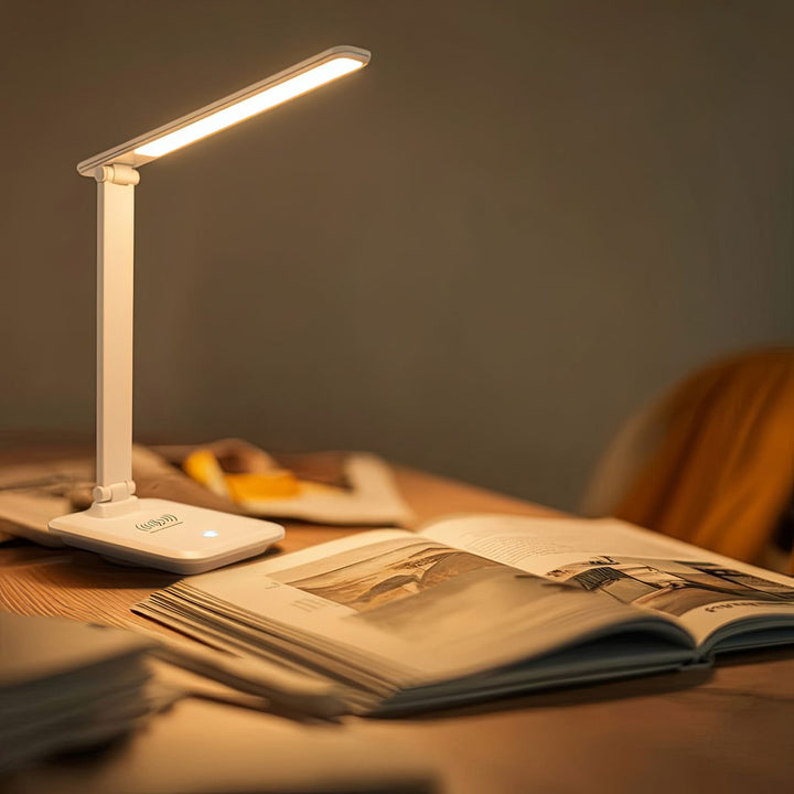 LED настолна лампа Maclean, макс. 9 W, 220–240 V AC, променящ се цвят, регулируема яркост, безжично зарядно устройство, 450 lm, MCE616 W