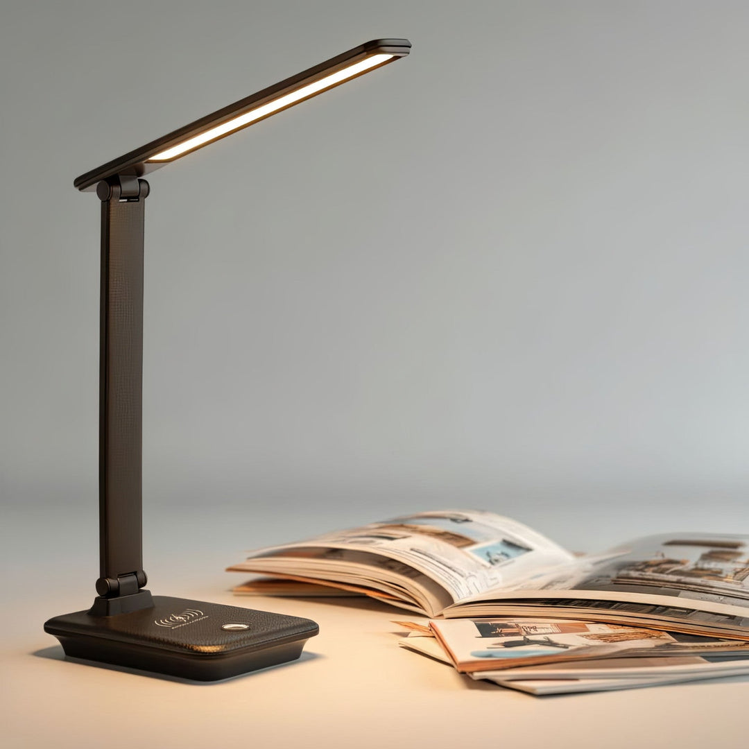 LED настолна лампа Maclean, макс. 9 W, 220–240 V AC, с възможност за промяна на цвета, с регулиране на яркостта, безжично зарядно устройство, 450 lm, MCE616 B