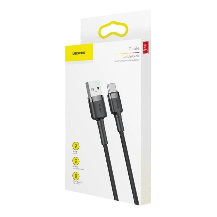 USB кабел - USB-C 3m Baseus Cafule CATKLF-UG1 Quick Charge 2A за бързо зареждане