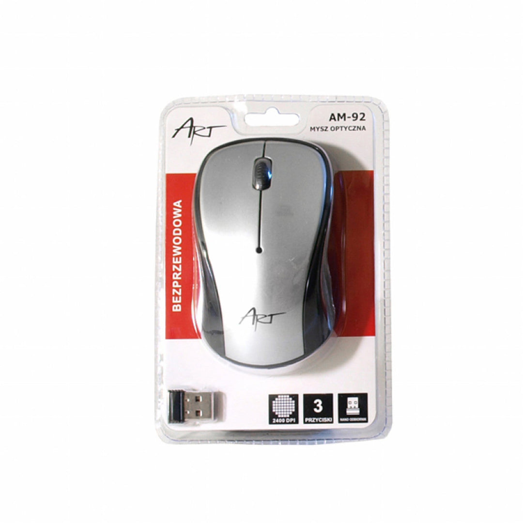 Оптична мишка Art, безжична, USB, сребриста, AM-92B
