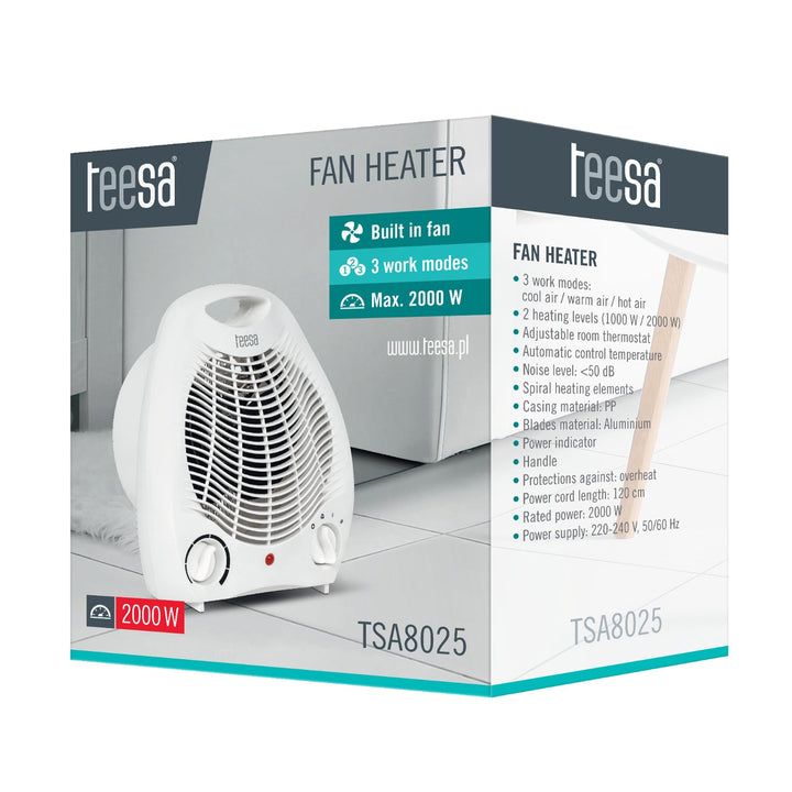 Teesa TSA8025 2000W вентилаторен нагревател, 3 режима на работа, регулируем термостат