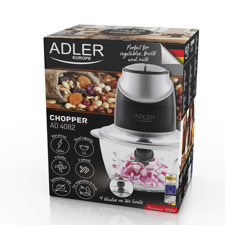 Adler AD 4082 300W шредер със стъклена купа и ножове от неръждаема стомана