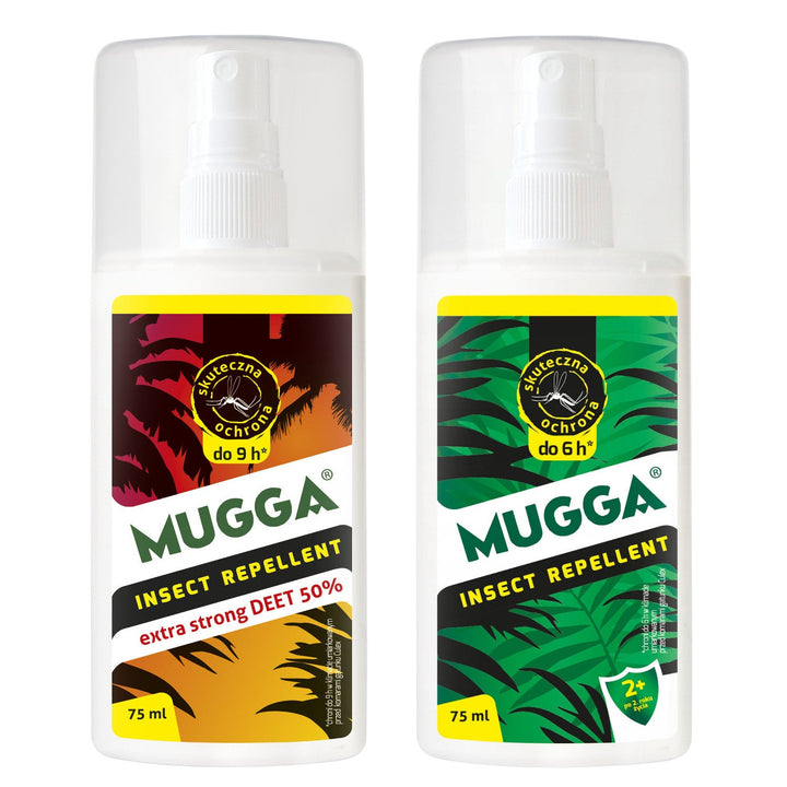 2X MUGGA 50% + 9,5% DEET Семейна комплект за отблъскване на комари