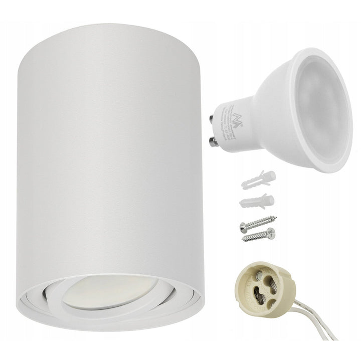Кръгла таванна лампа Maclean, бяла MCE422 + GU10 5W 4000K LED крушка