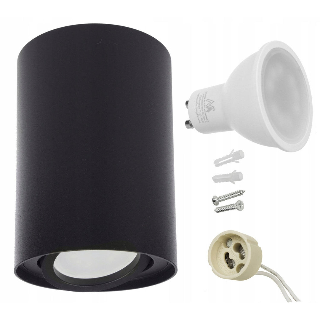 Кръгла таванна лампа Maclean, черна MCE422 B + GU10 5W 4000K LED крушка
