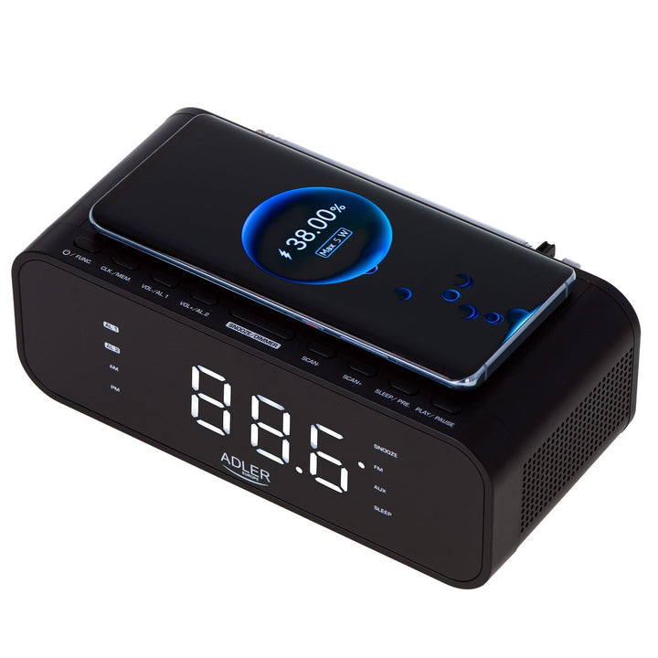 FM радиобудилник с безжично зарядно устройство и Bluetooth - Adler AD 1192B