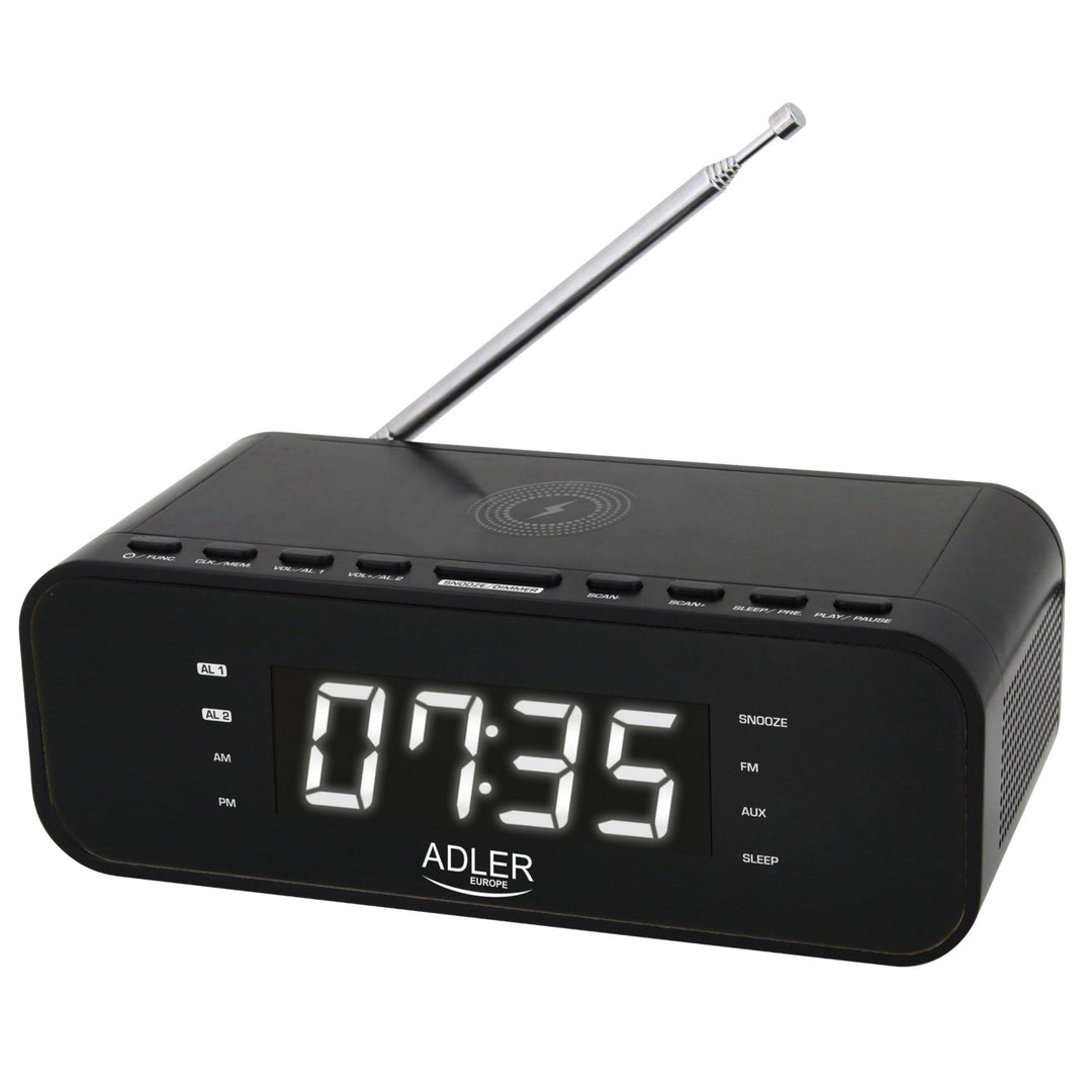 FM радиобудилник с безжично зарядно устройство и Bluetooth - Adler AD 1192B