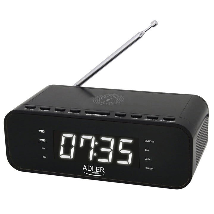 FM радиобудилник с безжично зарядно устройство и Bluetooth - Adler AD 1192B