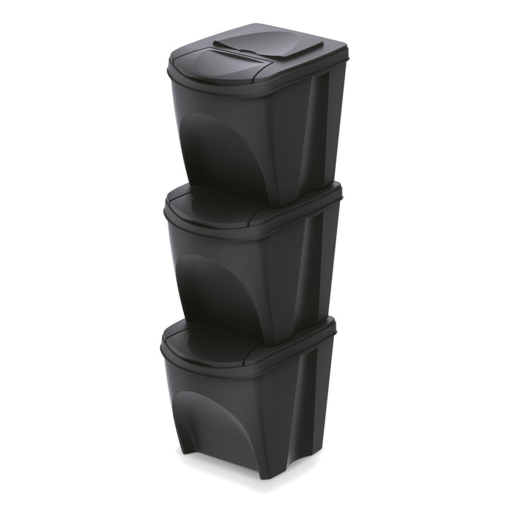 Комплект за сортиране на отпадъци Keden Sortibox 3x25L, черен