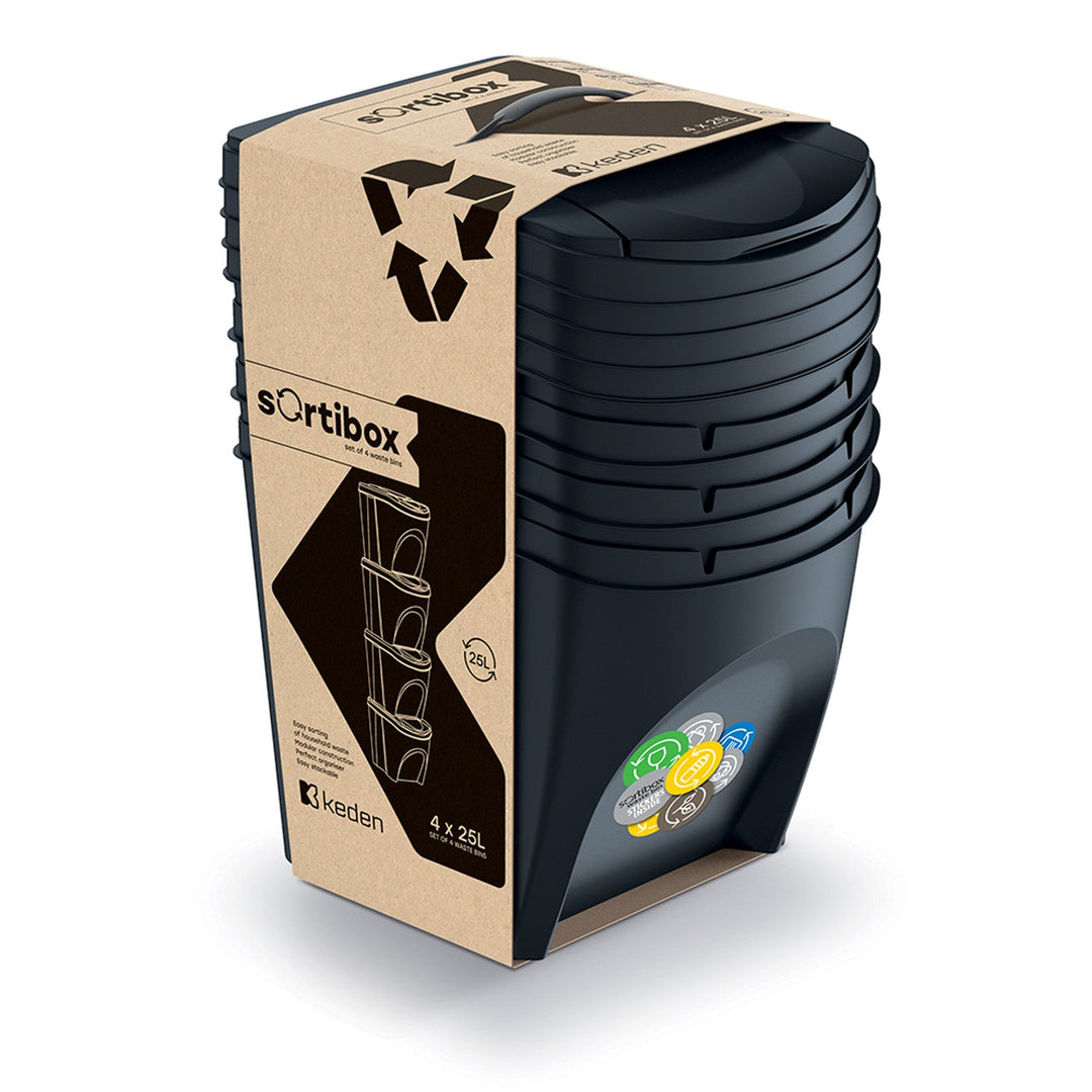 Keden Sortibox 4x25L комплект черни кошчета за сортиране на отпадъци