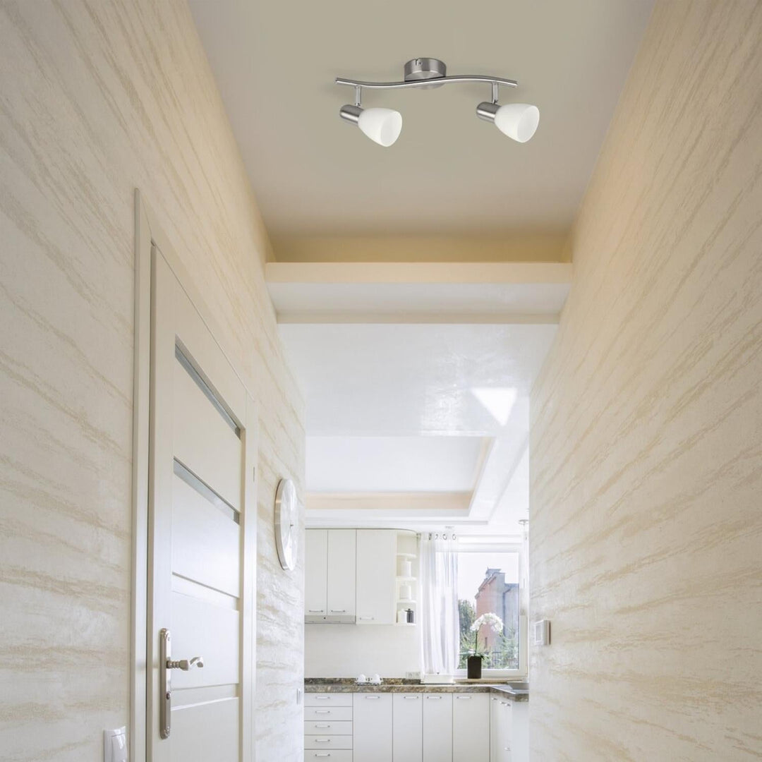 Сатенена класическа двуточкова плафониера Rabalux Soma Satin Chrome White IP20