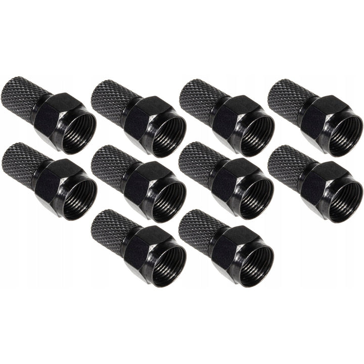 10x Maclean сателитен F конектор, телевизионна система, RG5.9, RG6, 6.8mm, никел с уплътнение, професионален, черен, MCTV-903