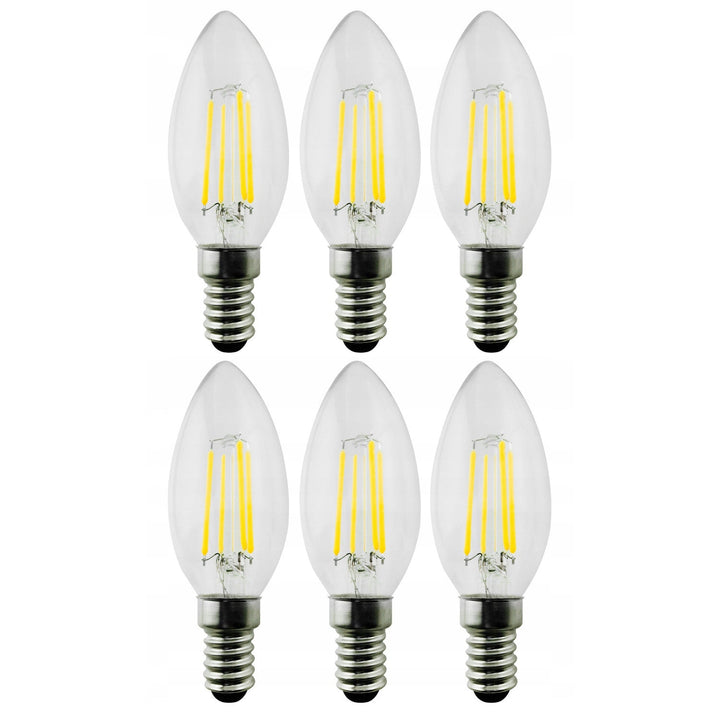 6x Maclean крушка, LED с нажежаема жичка E14, 6W, 230V, WW топло бяло 3000K, 806lm, Retro Edison декоративна свещ C35, MCE286