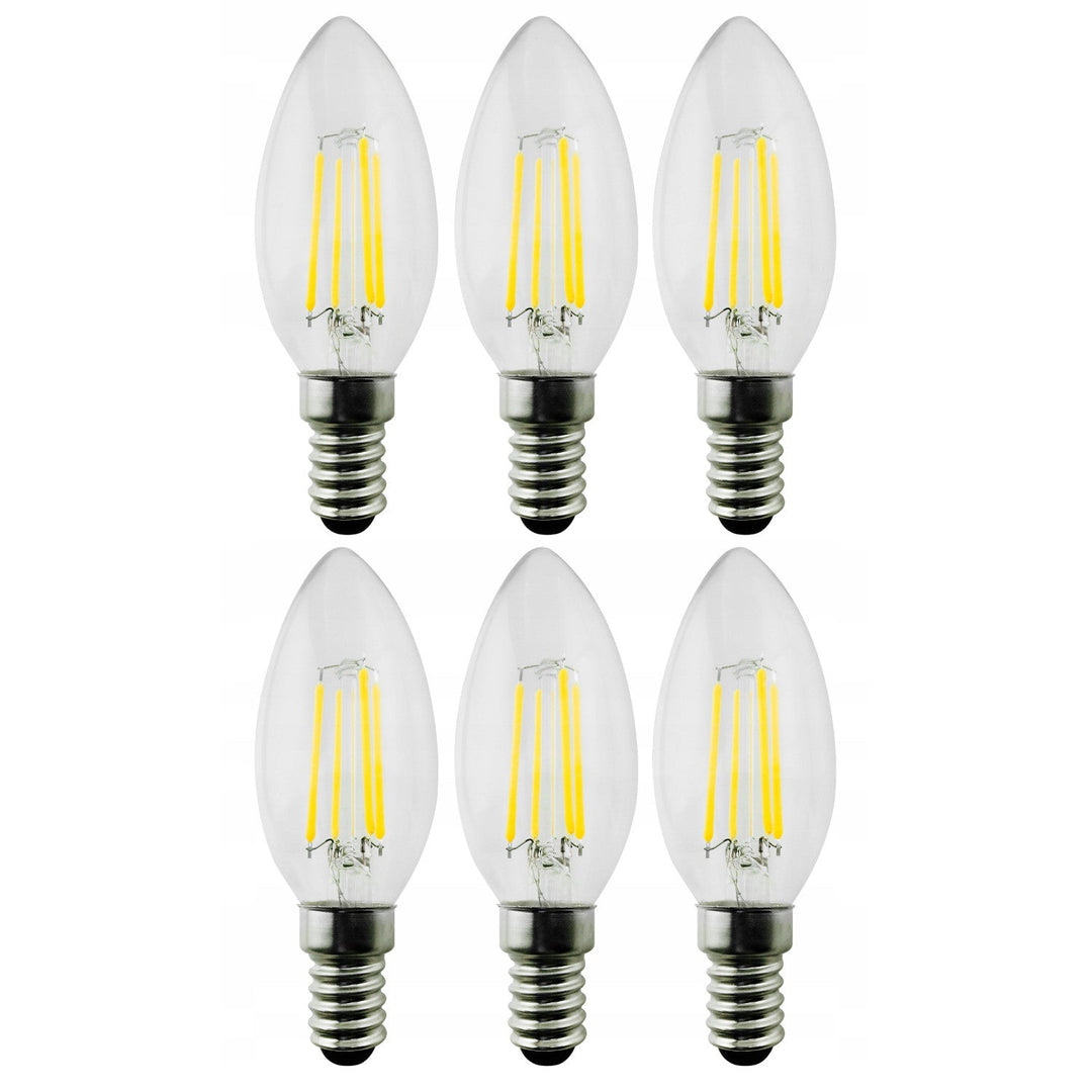6x Maclean крушка, LED с нажежаема жичка E14, 4W, 230V, WW топло бяло 3000K, 400lm, Retro Edison декоративна свещ C35, MCE285