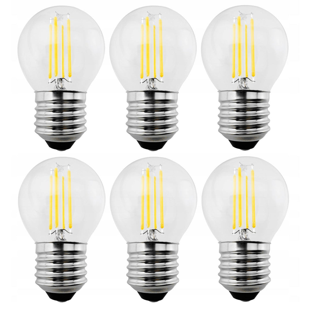 6x Maclean, bec cu filament LED E27, 6W, 230V, WW alb cald 3000K, 600lm, retro edison decorativ G45, MCE284