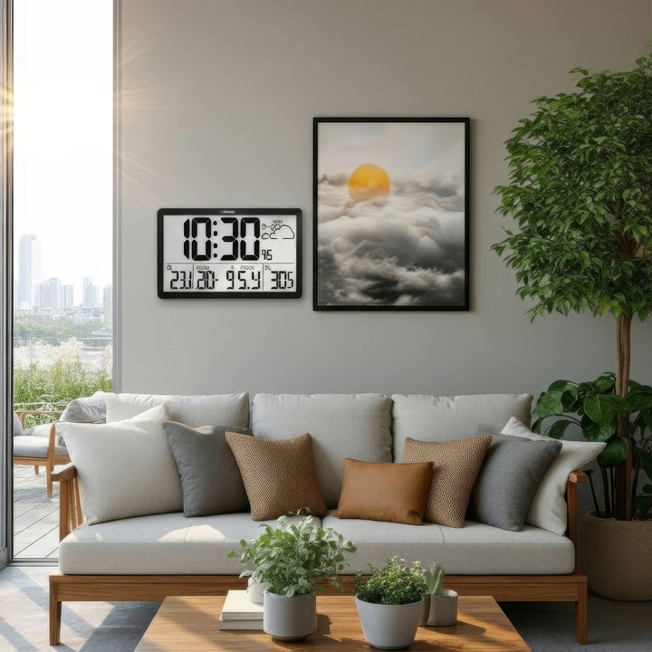 GreenBlue екстра голям LCD стенен часовник, температура, дата, GB218