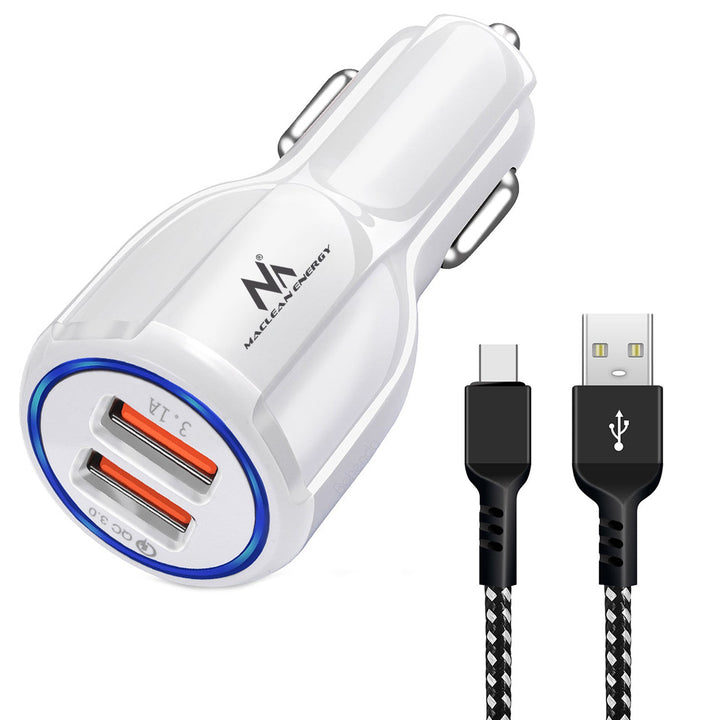 Зарядно устройство за кола Maclean, Qualcomm Quick Charge, QC 3.0 – 5V/3A, 9V/1.8A, 12V/1.6A, 5V/3.1A гнездо с USB Type-C кабел