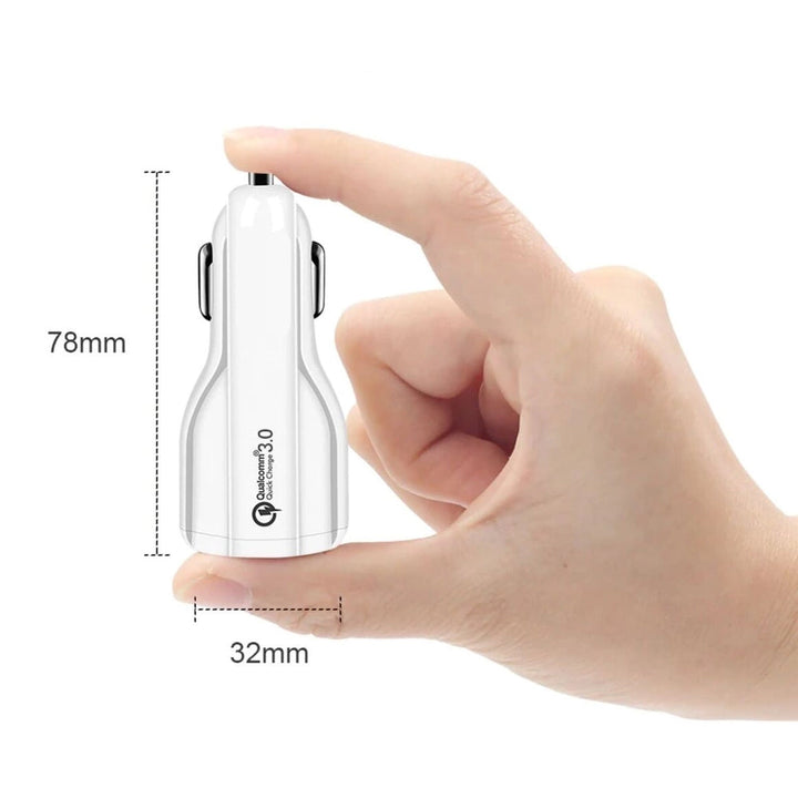 Зарядно устройство за кола Maclean, Qualcomm Quick Charge, QC 3.0 – 5V/3A, 9V/1.8A, 12V/1.6A, 5V/3.1A гнездо с USB Lightning кабел
