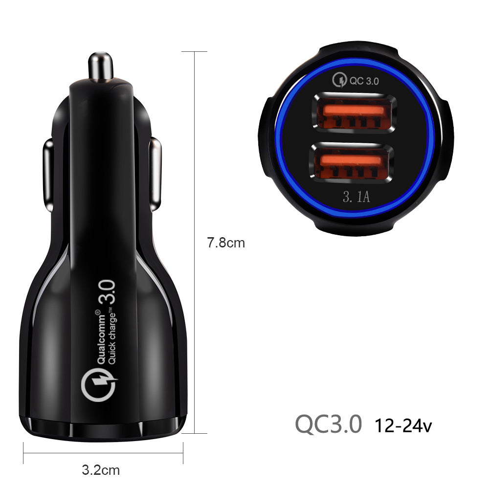Зарядно устройство за кола Maclean, Qualcomm Quick Charge, QC 3.0 – 5V/3A, 9V/1.8A, 12V/1.6A, 5V/3.1A гнездо с USB Lightning кабел