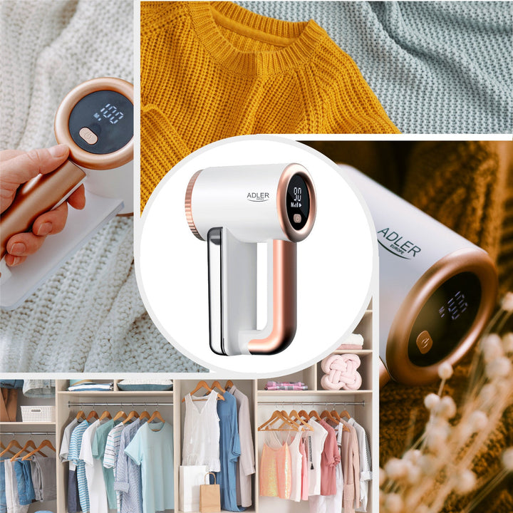 Бръснач за тъкани Adler, USB зарядно, LCD дисплей, 3 настройки за скорост, четка, AD 9617