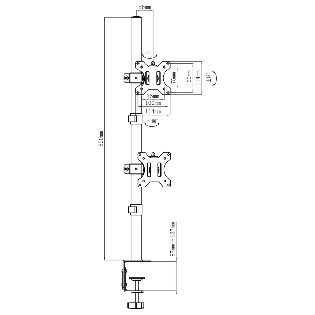 Монтажна стойка за монитор Maclean, макс. VESA 100x100, 13-27", 9 кг, MC-966