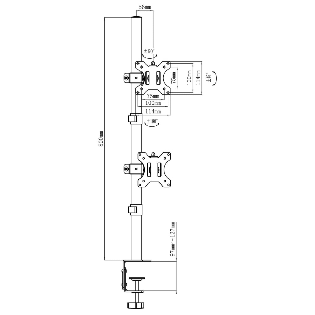 Монтажна стойка за монитор Maclean, макс. VESA 100x100, 13-27", 9 кг, MC-966