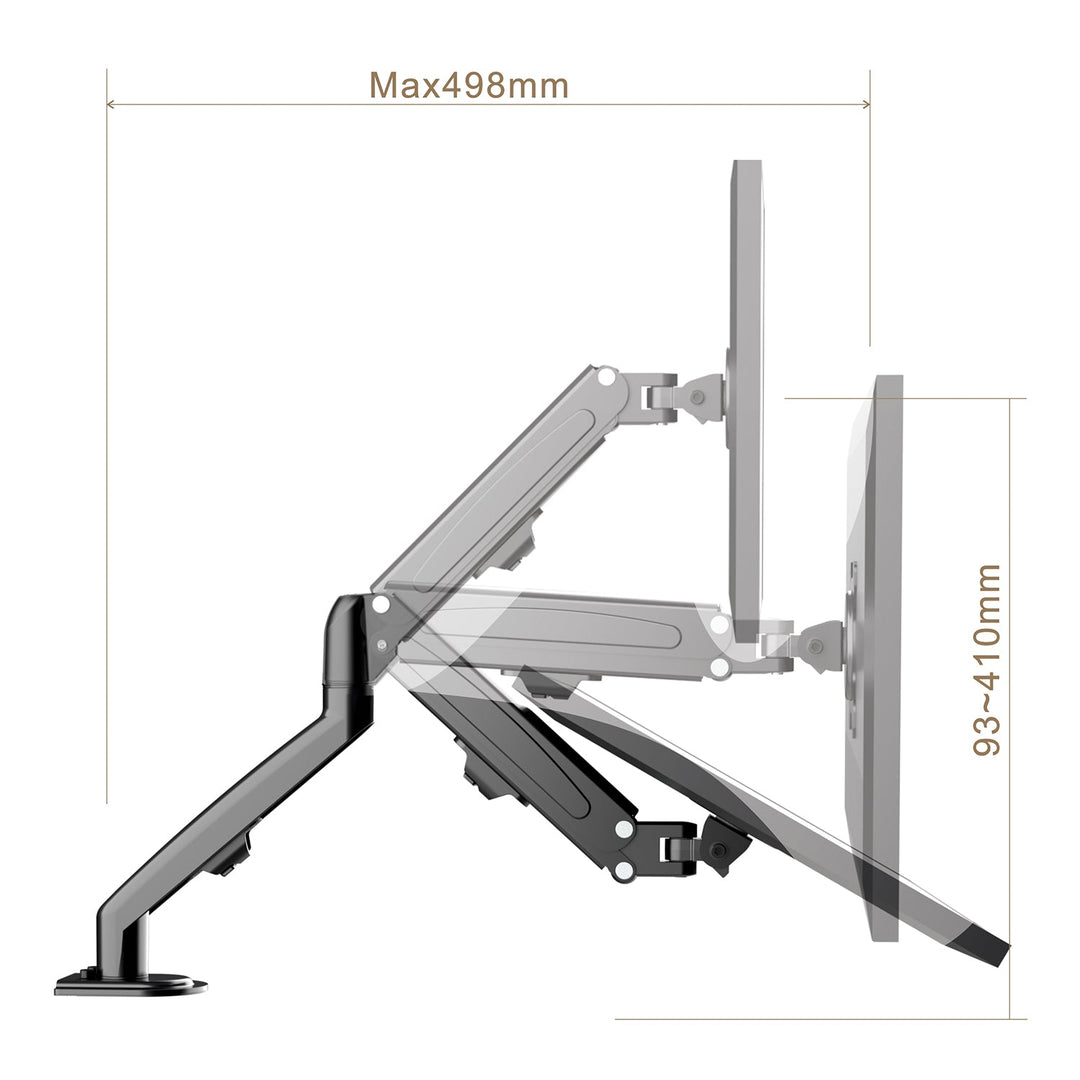 Монтаж за монитор Maclean, газова пружина, 13"-27", 8 кг, черен, MC-860N