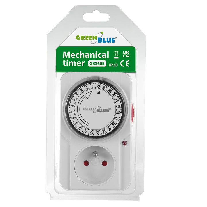 Таймер - GreenBlue механичен таймер, 48 програми, макс. натоварване 16A, IP20, GB360 E