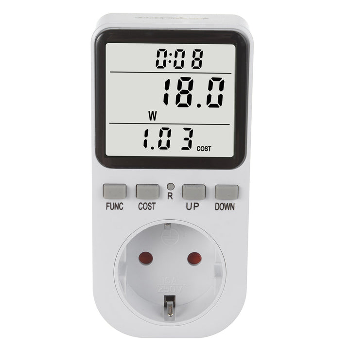 GreenBlue електромер, ватметър, тип F, 220-240 V AC, 50 Hz, максимално натоварване 16 A, IP20, вградена батерия, GB364 F
