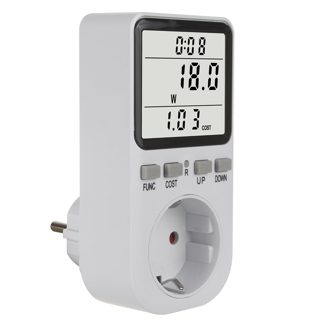 GreenBlue електромер, ватметър, тип F, 220-240 V AC, 50 Hz, максимално натоварване 16 A, IP20, вградена батерия, GB364 F