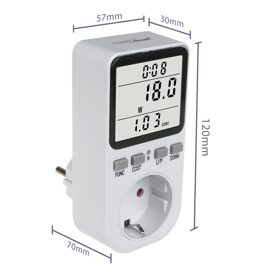 GreenBlue електромер, ватметър, тип F, 220-240 V AC, 50 Hz, максимално натоварване 16 A, IP20, вградена батерия, GB364 F