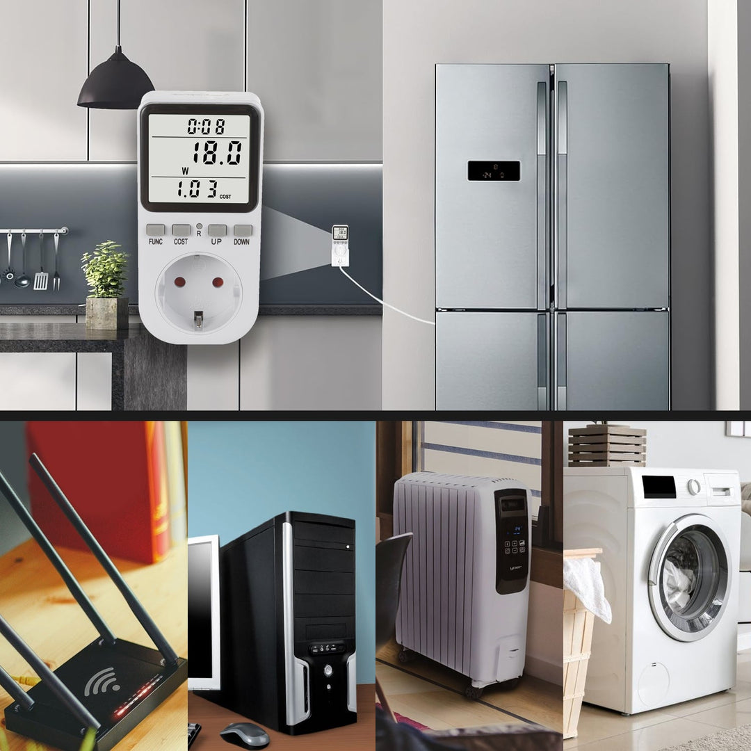 GreenBlue електромер, ватметър, тип F, 220-240 V AC, 50 Hz, максимално натоварване 16 A, IP20, вградена батерия, GB364 F
