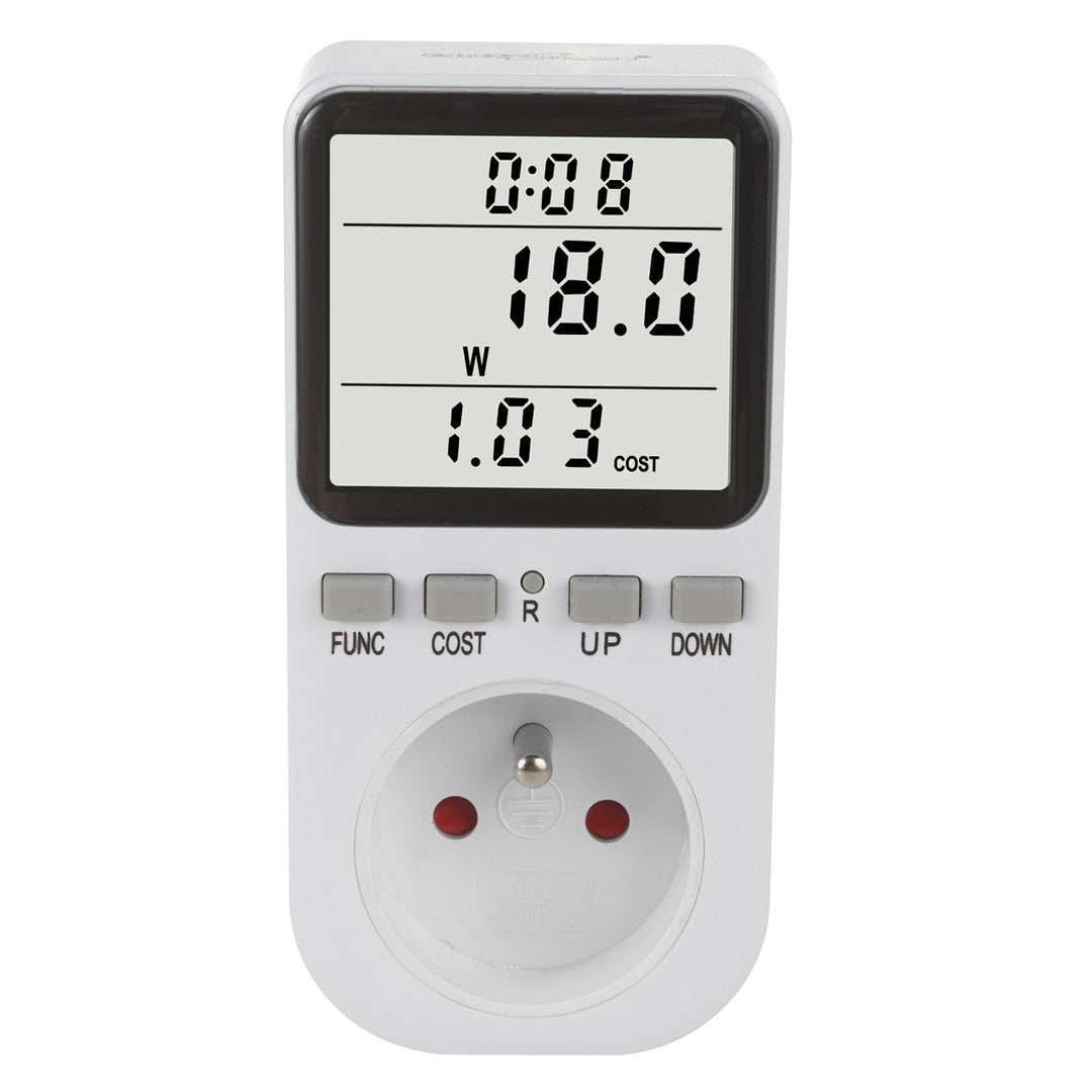 GreenBlue електромер, ватметър, тип E, 220–240 V AC, 50 Hz, макс. натоварване 16 A, IP20, вградена батерия, GB364 E