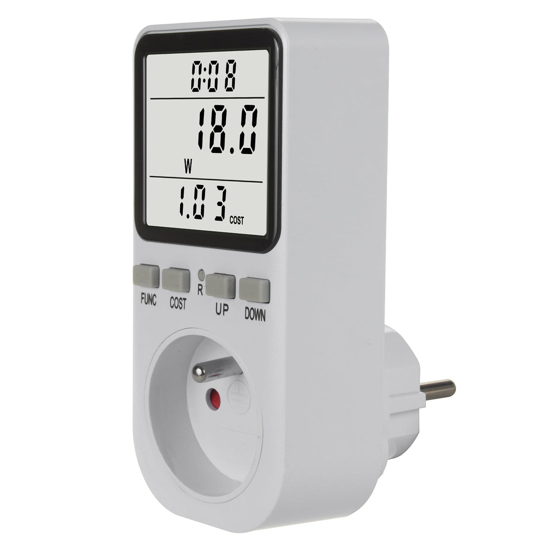 GreenBlue електромер, ватметър, тип E, 220–240 V AC, 50 Hz, макс. натоварване 16 A, IP20, вградена батерия, GB364 E