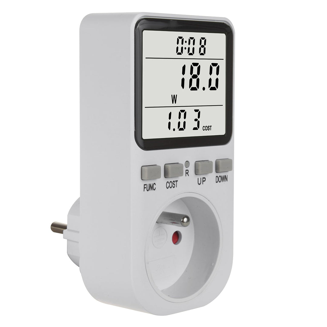 GreenBlue електромер, ватметър, тип E, 220–240 V AC, 50 Hz, макс. натоварване 16 A, IP20, вградена батерия, GB364 E