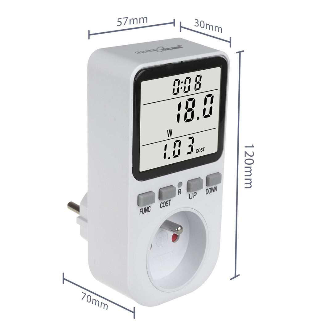 GreenBlue електромер, ватметър, тип E, 220–240 V AC, 50 Hz, макс. натоварване 16 A, IP20, вградена батерия, GB364 E