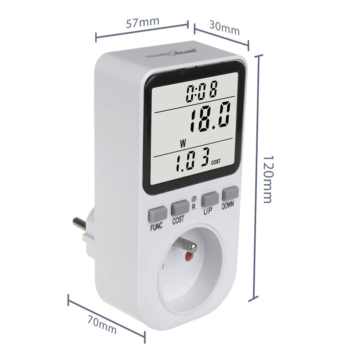 GreenBlue електромер, ватметър, тип E, 220–240 V AC, 50 Hz, макс. натоварване 16 A, IP20, вградена батерия, GB364 E