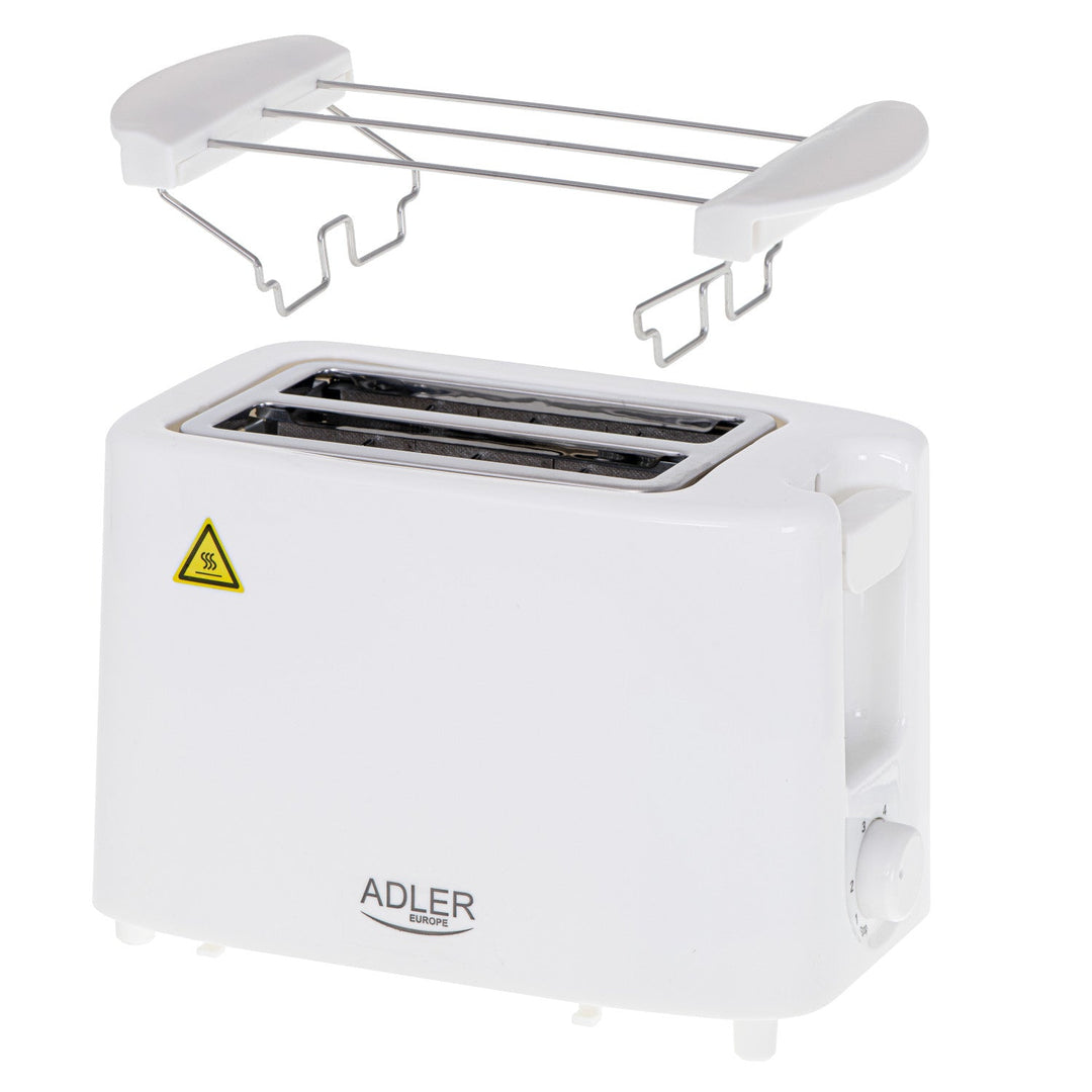 Тостер Adler, 6 настройки на температурата, решетка за хлебчета, 900 W, бял, AD 3223
