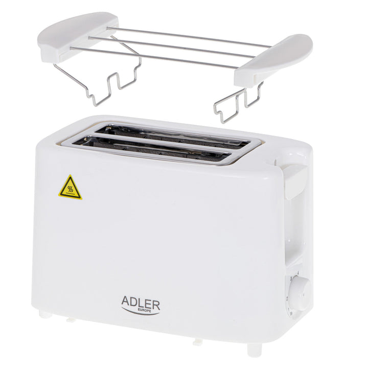 Тостер Adler, 6 настройки на температурата, решетка за хлебчета, 900 W, бял, AD 3223