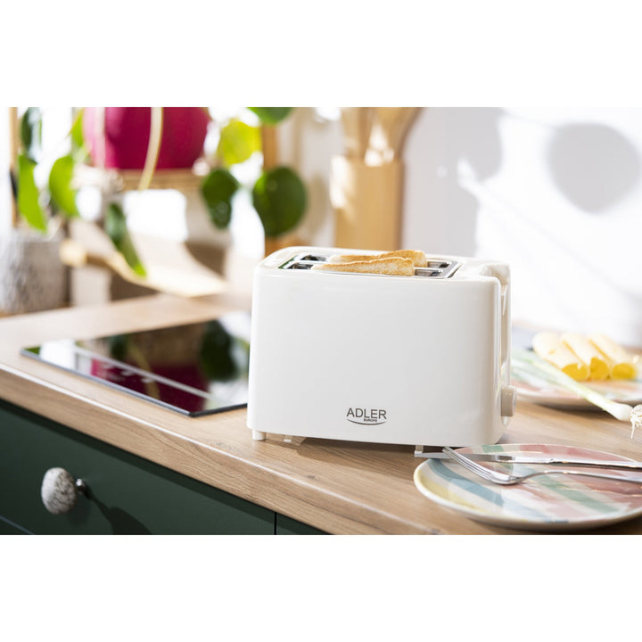 Тостер Adler, 6 настройки на температурата, решетка за хлебчета, 900 W, бял, AD 3223