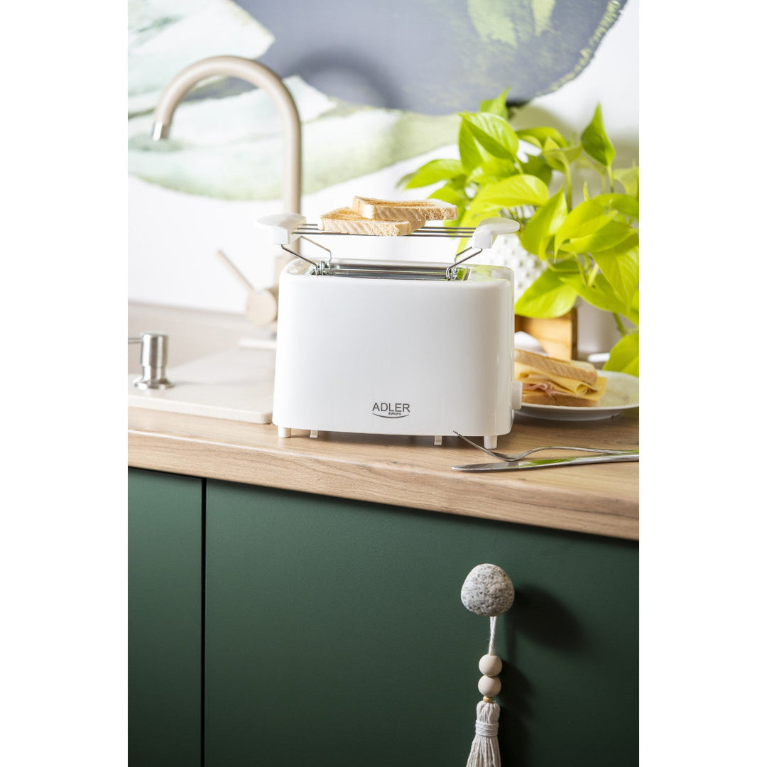 Тостер Adler, 6 настройки на температурата, решетка за хлебчета, 900 W, бял, AD 3223