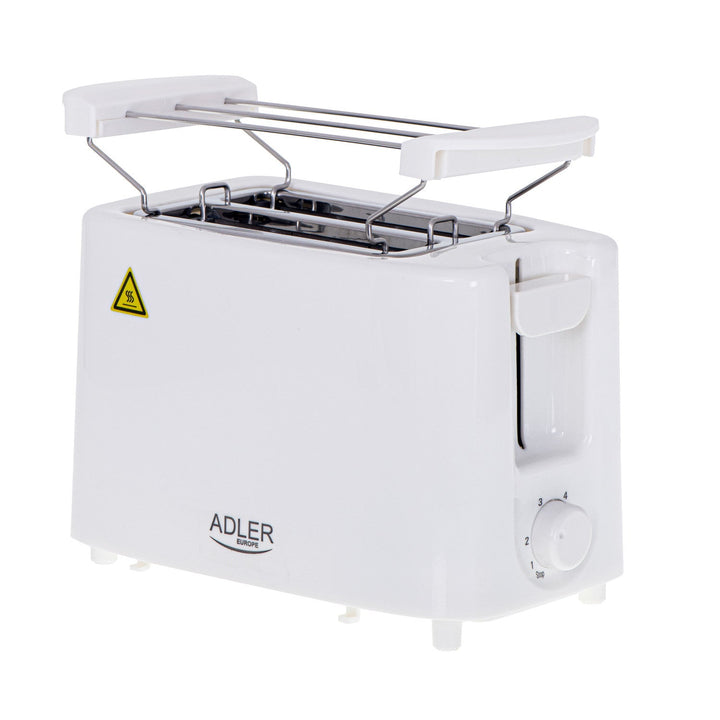 Тостер Adler, 6 настройки на температурата, решетка за хлебчета, 900 W, бял, AD 3223