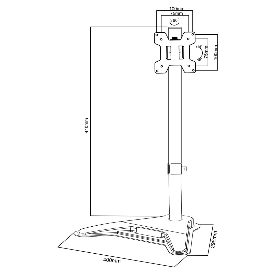 Монтажна стойка за монитор Maclean, макс. VESA 100x100, 13-27", 8 кг, MC-987