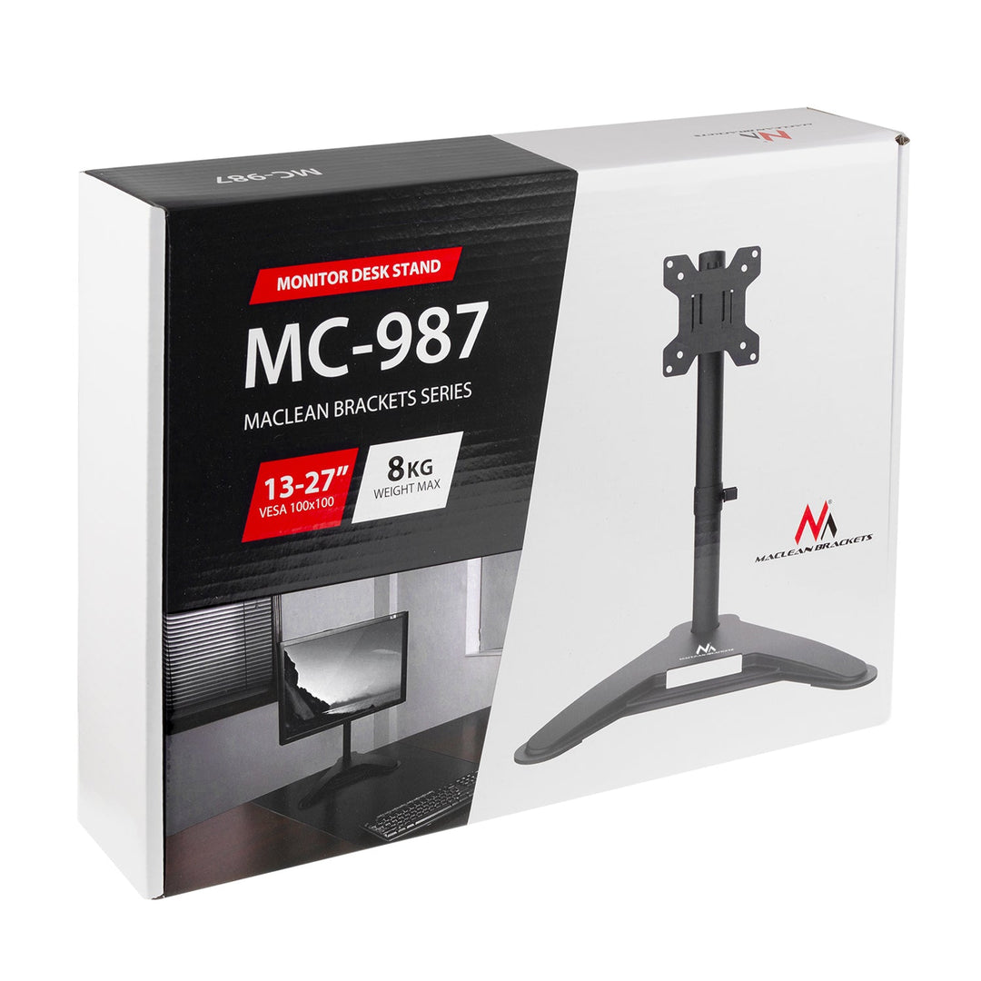 Монтажна стойка за монитор Maclean, макс. VESA 100x100, 13-27", 8 кг, MC-987