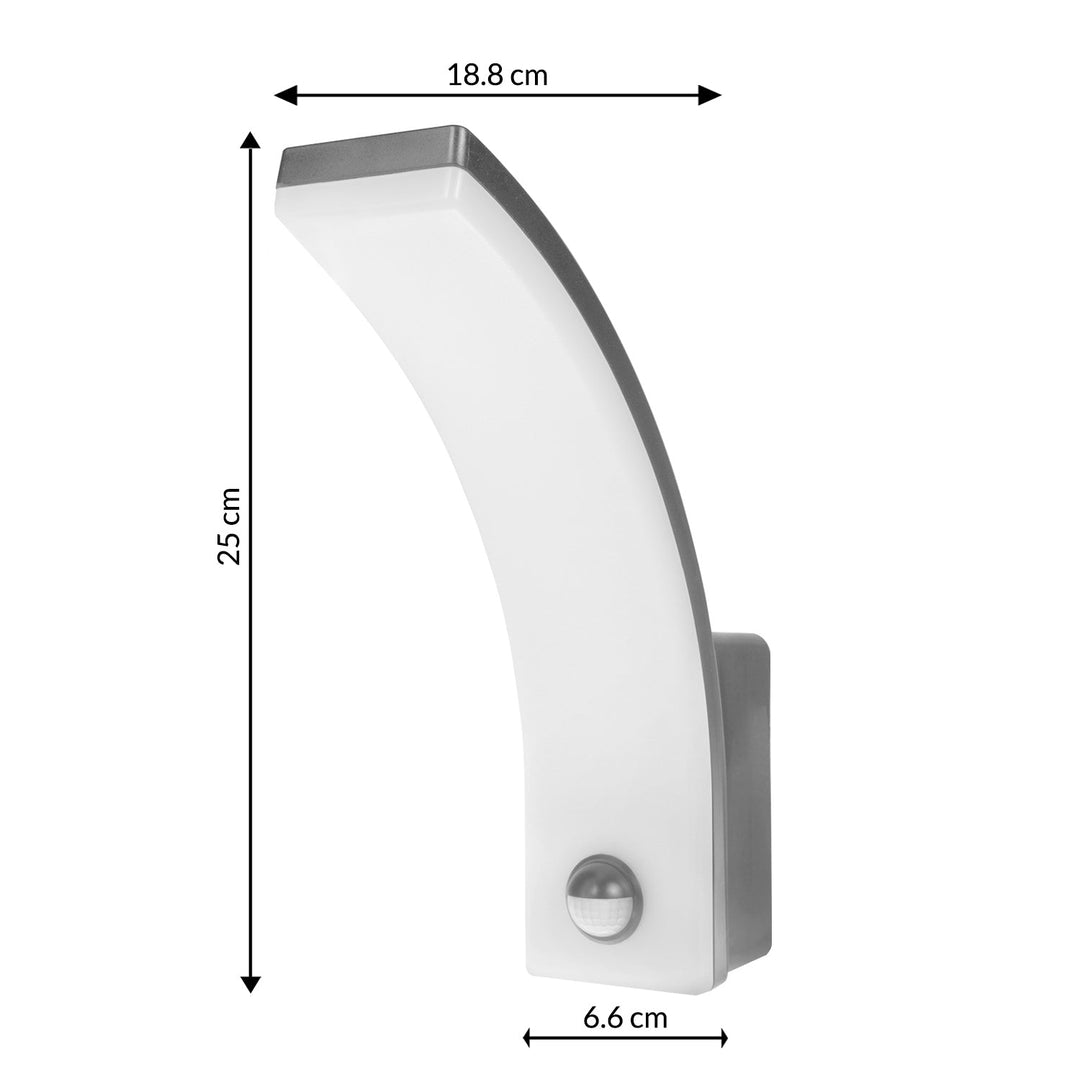 LED лампа Maclean с датчик за движение, сива, 20 W, 2000 lm, IP65, 4000 K