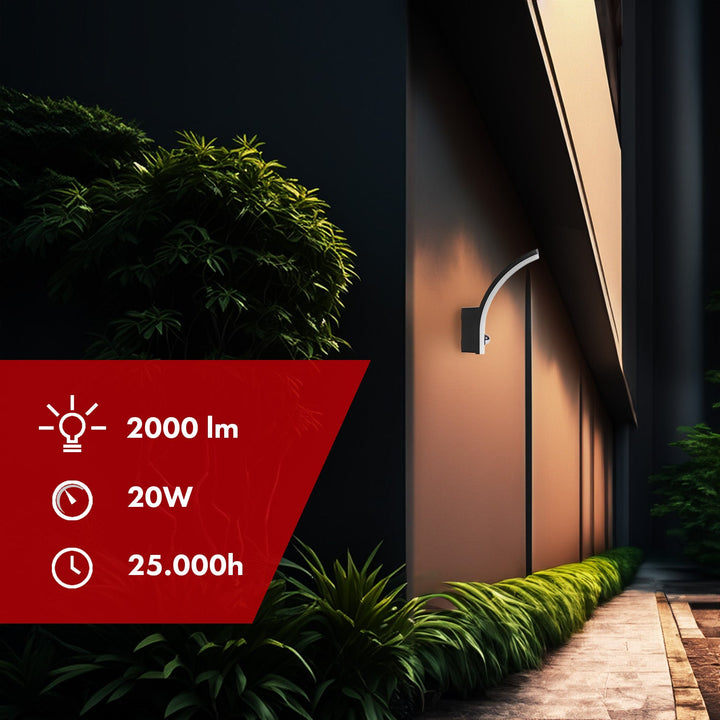 Maclean 20W IP65 2000lm черна 4000K LED лампа с датчик за движение