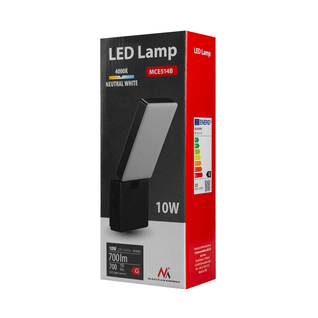 Maclean MCE514 B LED лампа, черна, 10W, 700lm, IP65, 4000K